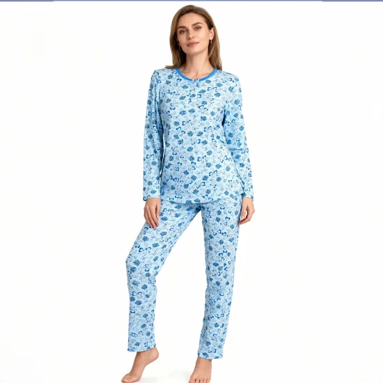 Пижами с дълъг ръкав Дамска зимна пижама  лека вата