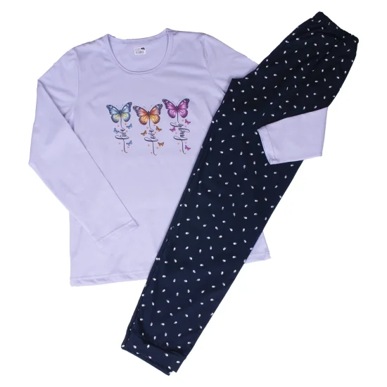 Пижами с дълъг ръкав Дамска пижама с дълъг ръкав и дълъг панталон