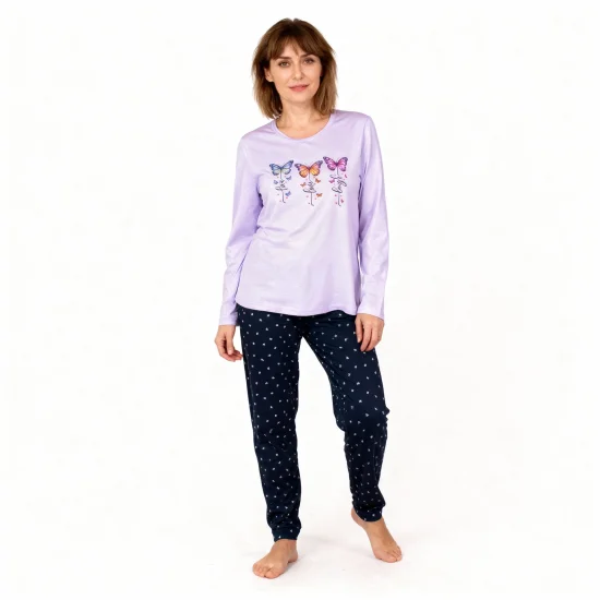 Пижами с дълъг ръкав Дамска пижама с дълъг ръкав и дълъг панталон
