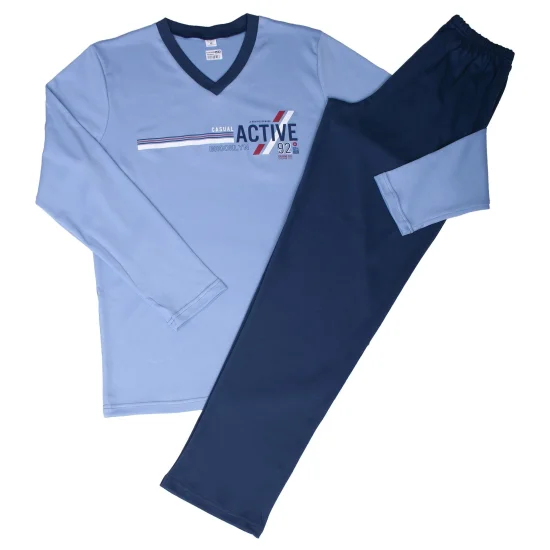 Пижами с дълъг ръкав Мъжка зимна пижама интерлог