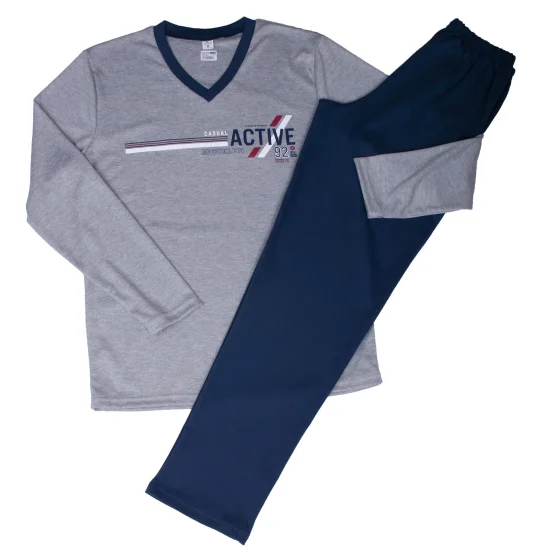 Пижами с дълъг ръкав Мъжка зимна пижама интерлог