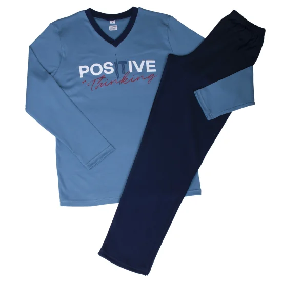 Пижами с дълъг ръкав Мъжка зимна пижама интерлог