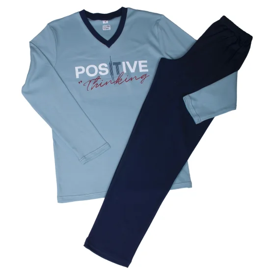 Пижами с дълъг ръкав Мъжка зимна пижама интерлог